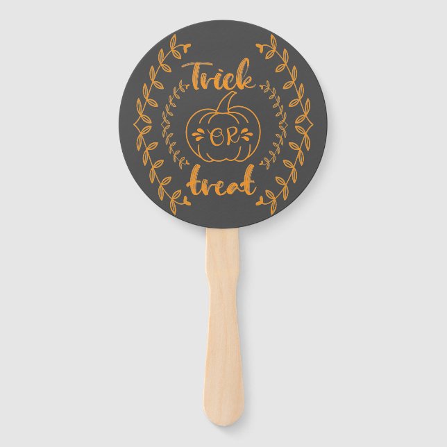 Trick or treat in plants frame  hand fan (Front)