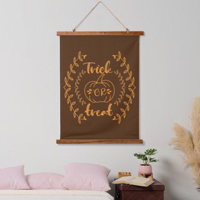 Trick or treat in plants frame  hanging tapestry (Bedroom)