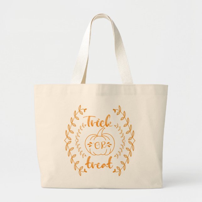 Trick or treat in plants frame  large tote bag (Front)