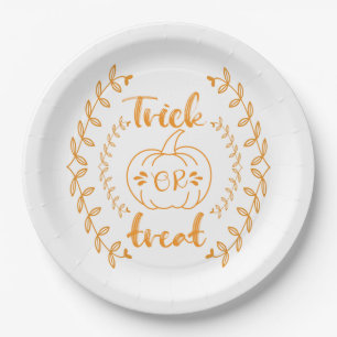 Trick or treat in plants frame paper plate