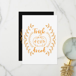 Trick or treat in plants frame thank you card