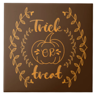 Trick or treat in plants frame  tile