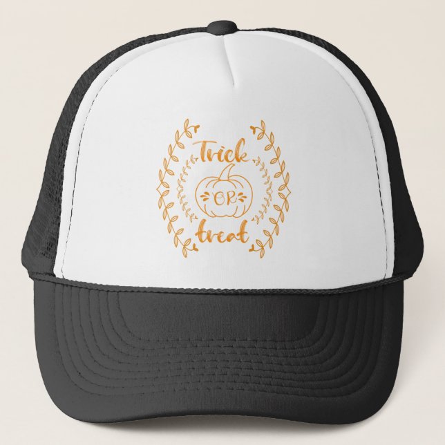 Trick or treat in plants frame  trucker hat (Front)