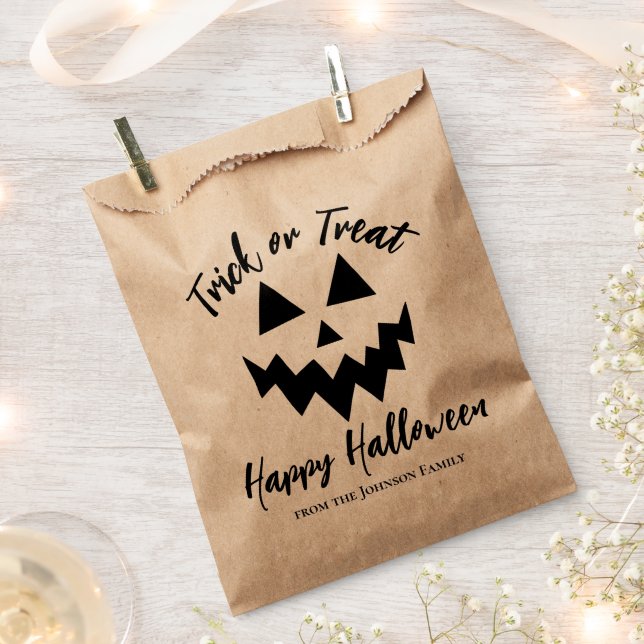 Trick or Treat Jack O Lantern Happy Halloween Favour Bags (Clipped)