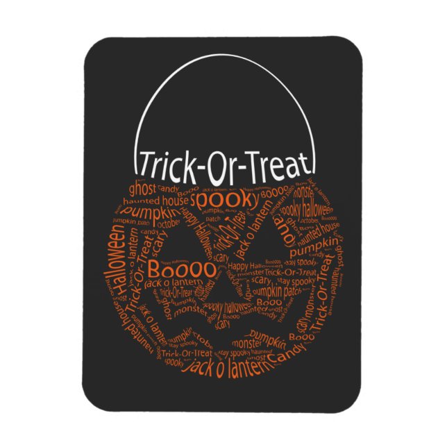 Trick Or Treat Jack O Lantern Typography Orange Magnet (Vertical)