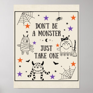 Trick or Treat just take one porch candy Halloween Poster