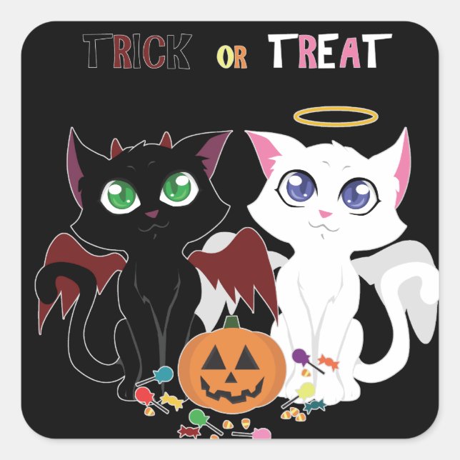 Trick or Treat Kittens Square Sticker (Front)