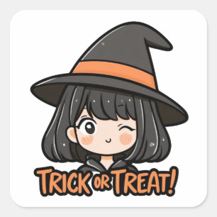 Trick or Treat! - Lady Cosplaying as Witch Square Sticker