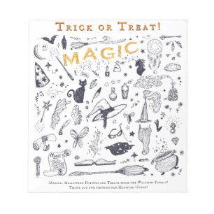 Trick or Treat Magic Halloween Favour Colouring Pa Notepad