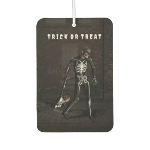 Trick or Treat. Man dressed as skeleton Car Air Freshener