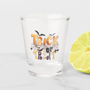 Trick or Treat Modern Orange Script Custom  Shot Glass