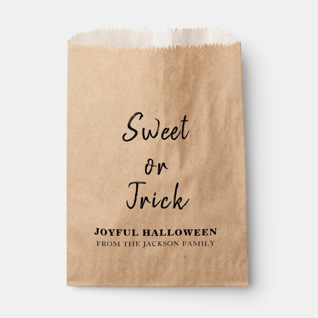 Trick or Treat Modern Rustic Kraft Halloween  Favour Bags (Front)