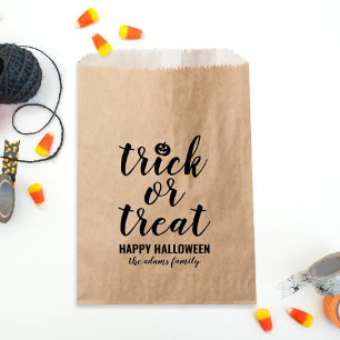Trick or Treat Modern Script Custom Halloween Favour Bags