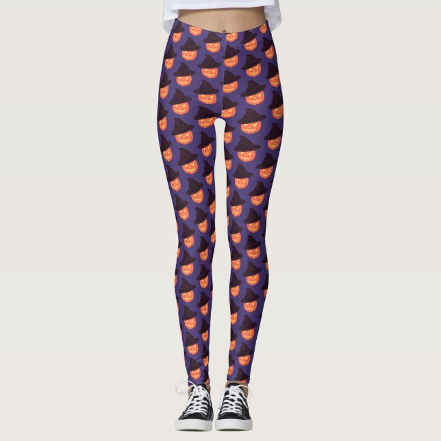 “Trick or Treat” Modern Script Halloween Napkins  Leggings (Front)