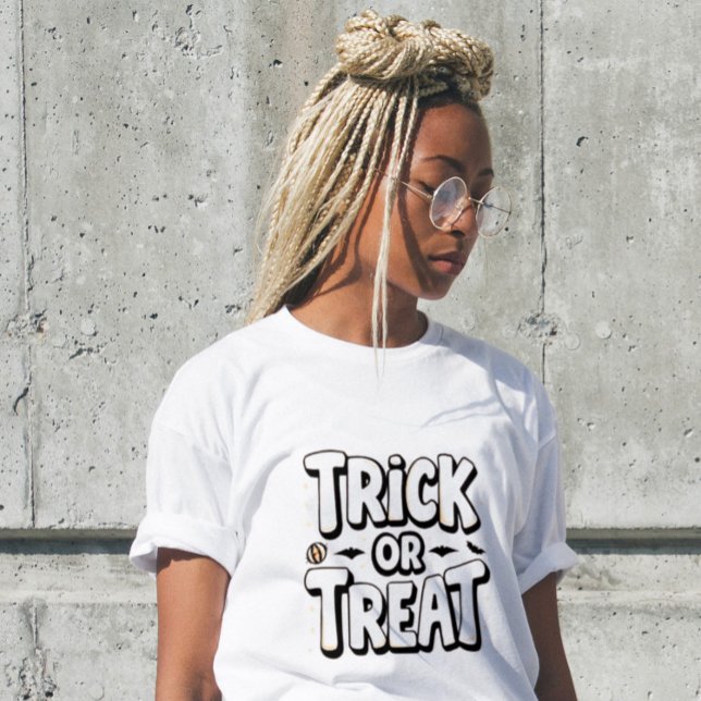 Trick or Treat Modern Script Womens Halloween Tri-Blend Shirt (Creator Uploaded)