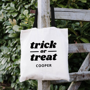 Trick or Treat Monogrammed Halloween Tote Bag