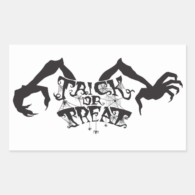 Trick or Treat Monster Arms and Spider Webs Rectangular Sticker (Front)