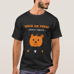 Trick Or Treat Mostly Treats Halloween Dog Pumpkin T-Shirt