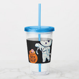 Trick or Treat Mummy Halloween Candy Fun Kids Acrylic Tumbler