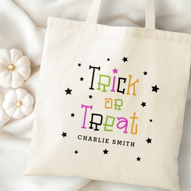 Trick or treat name stars Halloween Tote Bag (Trick or treat name stars Halloween Tote Bag)