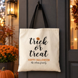 Trick or Treat Natural Family Name Halloween Tote Bag