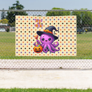 Trick or Treat Octopus Halloween Banner