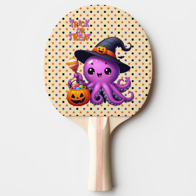 Trick or Treat Octopus Halloween  Ping Pong Paddle (Front)