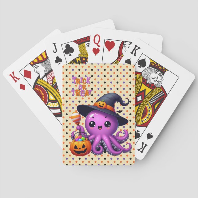 Trick or Treat Octopus Halloween  Playing Cards (Back)