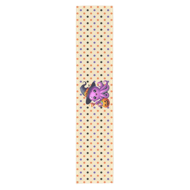 Trick or Treat Octopus Halloween  Short Table Runner (Front)