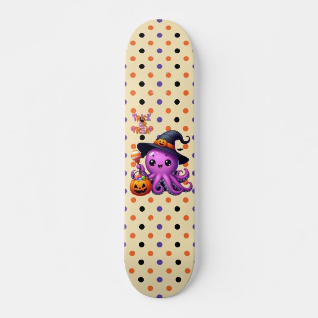 Trick or Treat Octopus Halloween  Skateboard (Front)