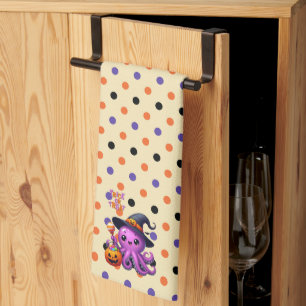 Trick or Treat Octopus Halloween Tea Towel