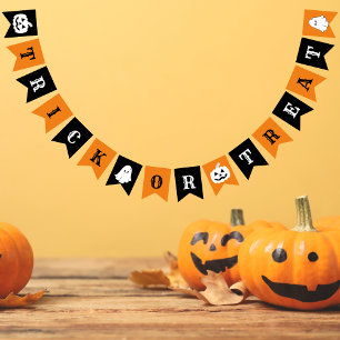 Trick or Treat Orange and Black Halloween  Bunting