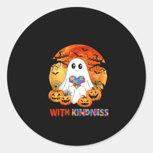 Trick Or Treat People With Kindness Halloween Auti Classic Round Sticker
