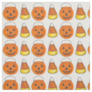 Trick or Treat Pumpkin Candy Corn Halloween Party Fabric