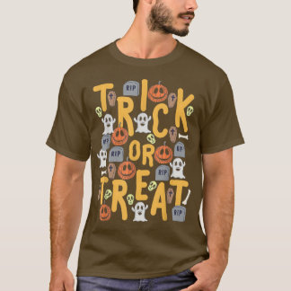 Trick Or Treat Pumpkin Ghost Cute Funny Halloween T-Shirt