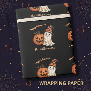 Trick or Treat Pumpkin Ghost Halloween Wrapping Paper