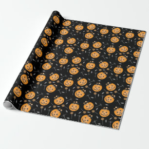 Trick Or Treat Pumpkin Halloween Candy Bucket Wrapping Paper