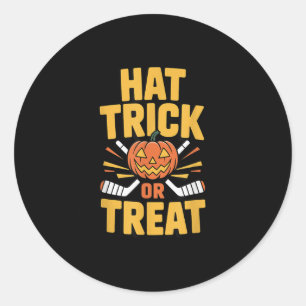 Trick Or Treat Pumpkin Halloween Ice Hockey Classic Round Sticker