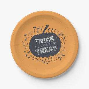 Trick Or Treat Pumpkin Halloween Paper Plate