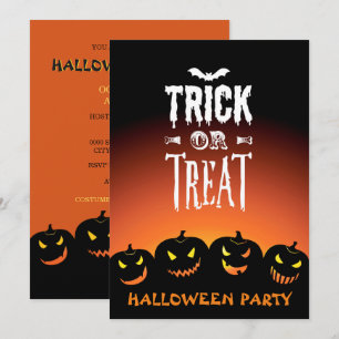 Trick or Treat Pumpkin Halloween Party Invitation