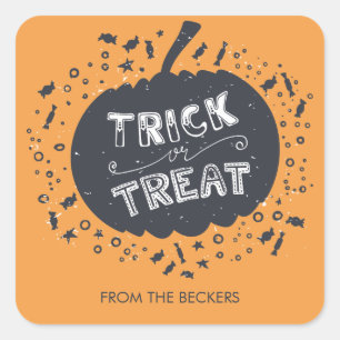 Trick Or Treat Pumpkin Halloween Sticker