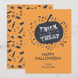 Trick Or Treat Pumpkin Happy Halloween Card