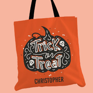Trick or Treat Pumpkin Personalised Halloween Tote Bag