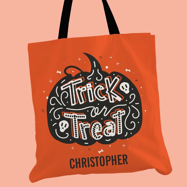 Trick or Treat Pumpkin Personalised Halloween Tote Bag (Creator Uploaded)
