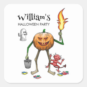 Trick or Treat Pumpkin Square Sticker