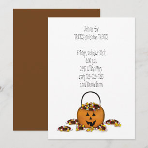 Trick or Treat Pumpkin with Candy Invitation