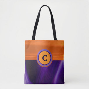 Trick or treat Purple & Orange Monogram Tote Bag