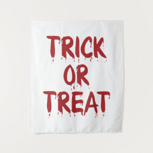 Trick or Treat red blood text scary Halloween Tapestry
