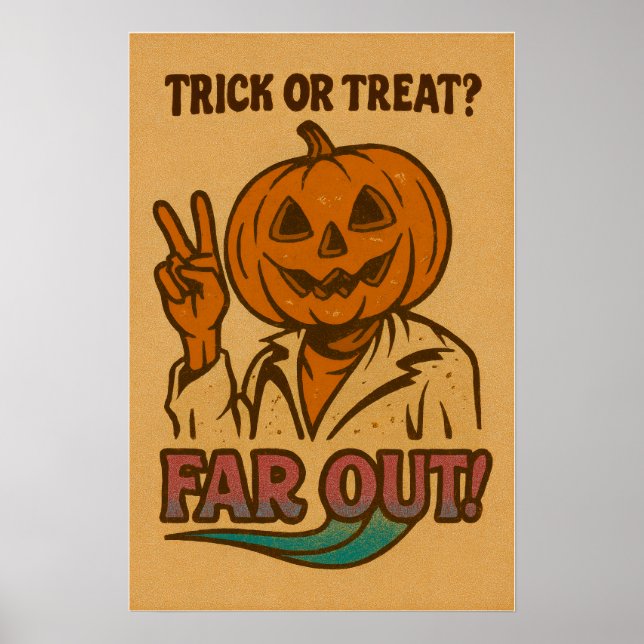 Trick or Treat? | Retro Halloween Pumpkin Poster (Front)