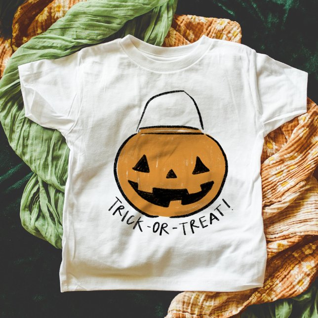 Trick or Treat Retro Pumpkin Bucket Halloween T-Shirt (Retro pumpkin bucket Trick or Treat Halloween kids t-shirt. Available in large range of sizes/styles)